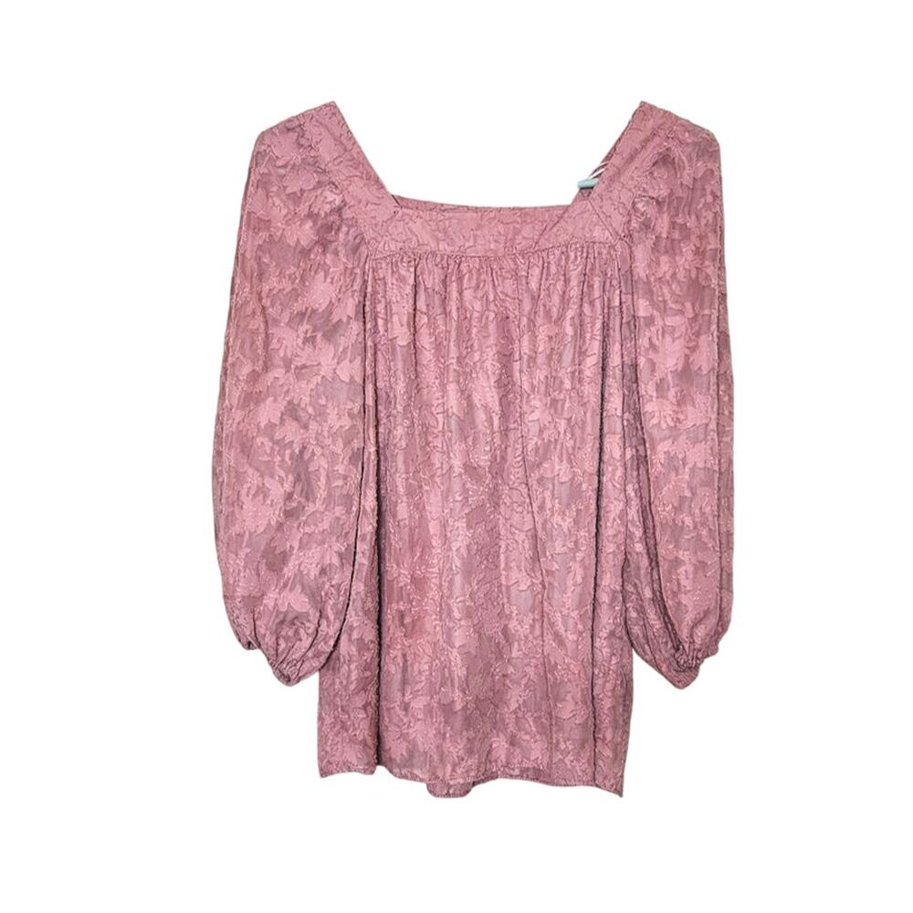 Lauren Conrad Size Small Mauve Pink Blouse Oversized Square Neckline Polyester